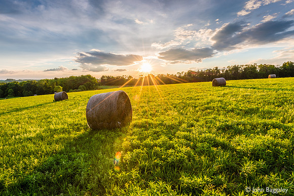 Sun rays and hay bales