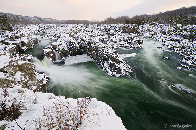 Snow covers Great Falls, Virginia, after a major snowstorm.