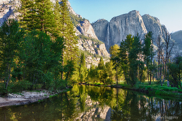 Morning on the Merced River and Yosemite Falls