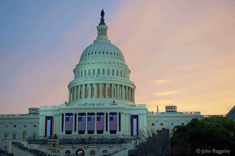 A cold morning sunrise at the Capitol on Inauguration Day, 2013.