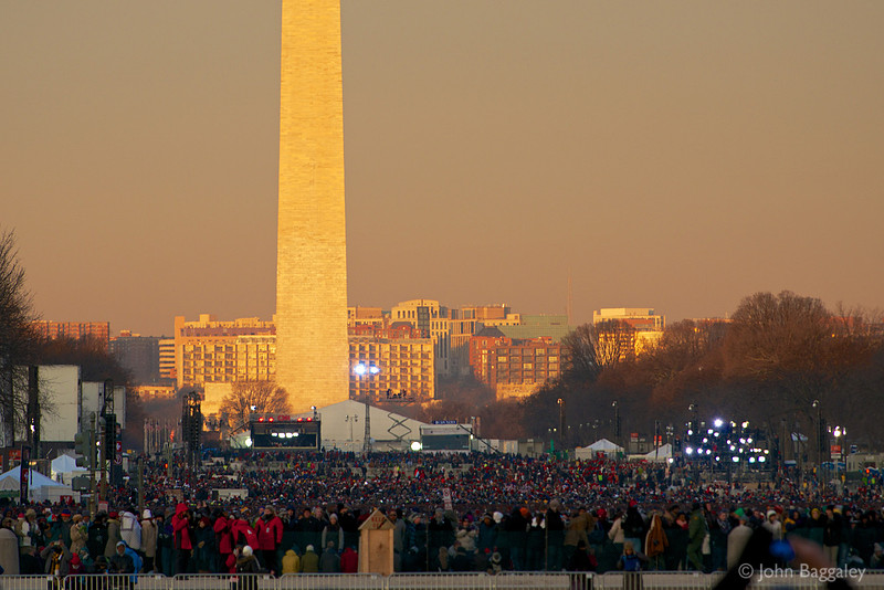 Crowds gather on the National Mall for the second inauguration of President Obama.