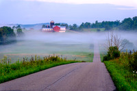 Red Barn and Morning Mist
