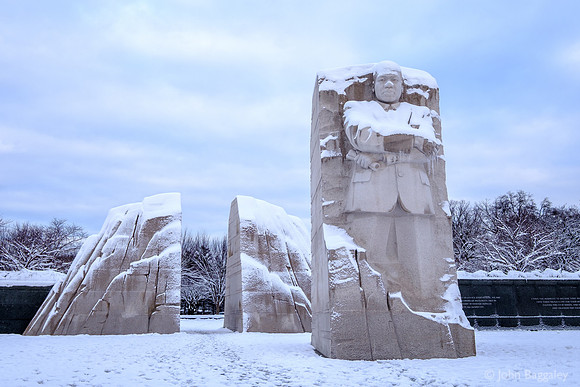 Martin Luther King Jr. Memorial Covered in Snow and Ice