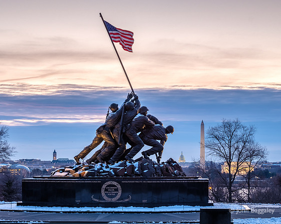 Snow at the Marine Corps War Memorial