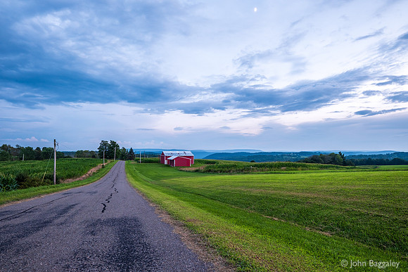 Big Sky and Red Barn at Dusk