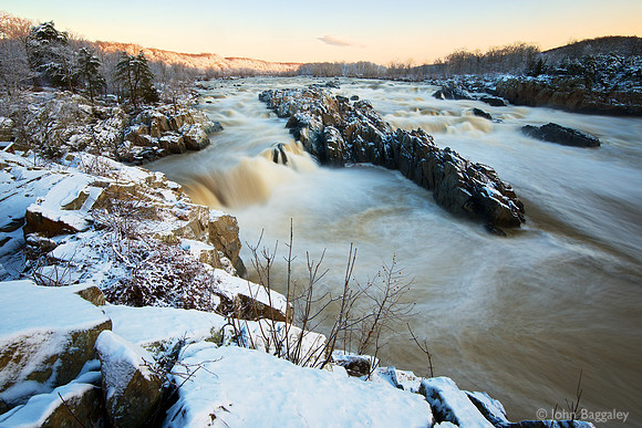 Dawn on a snowy Great Falls