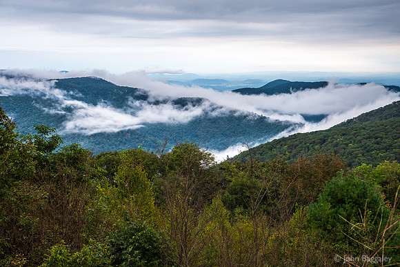Looking across mountains and clouds
