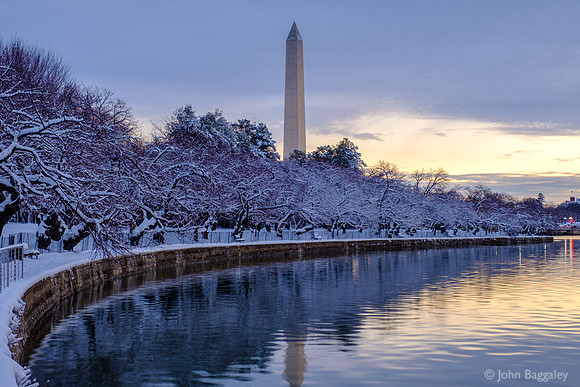 Washington Monument and Snowy Tidal Basin