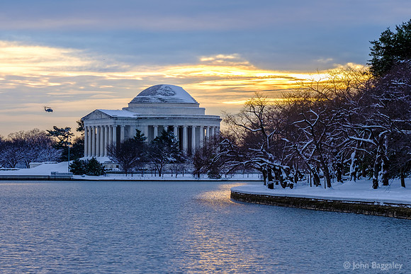 Winter Flyby at the Thomas Jefferson Memorial