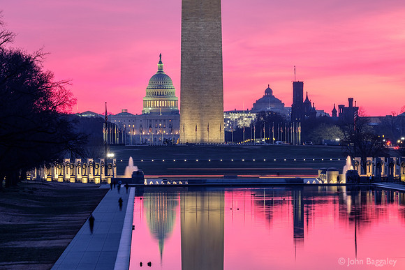 First Light at the Capitol and Washington Monument