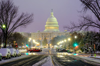 Snow and traffic lights at the Capitol
